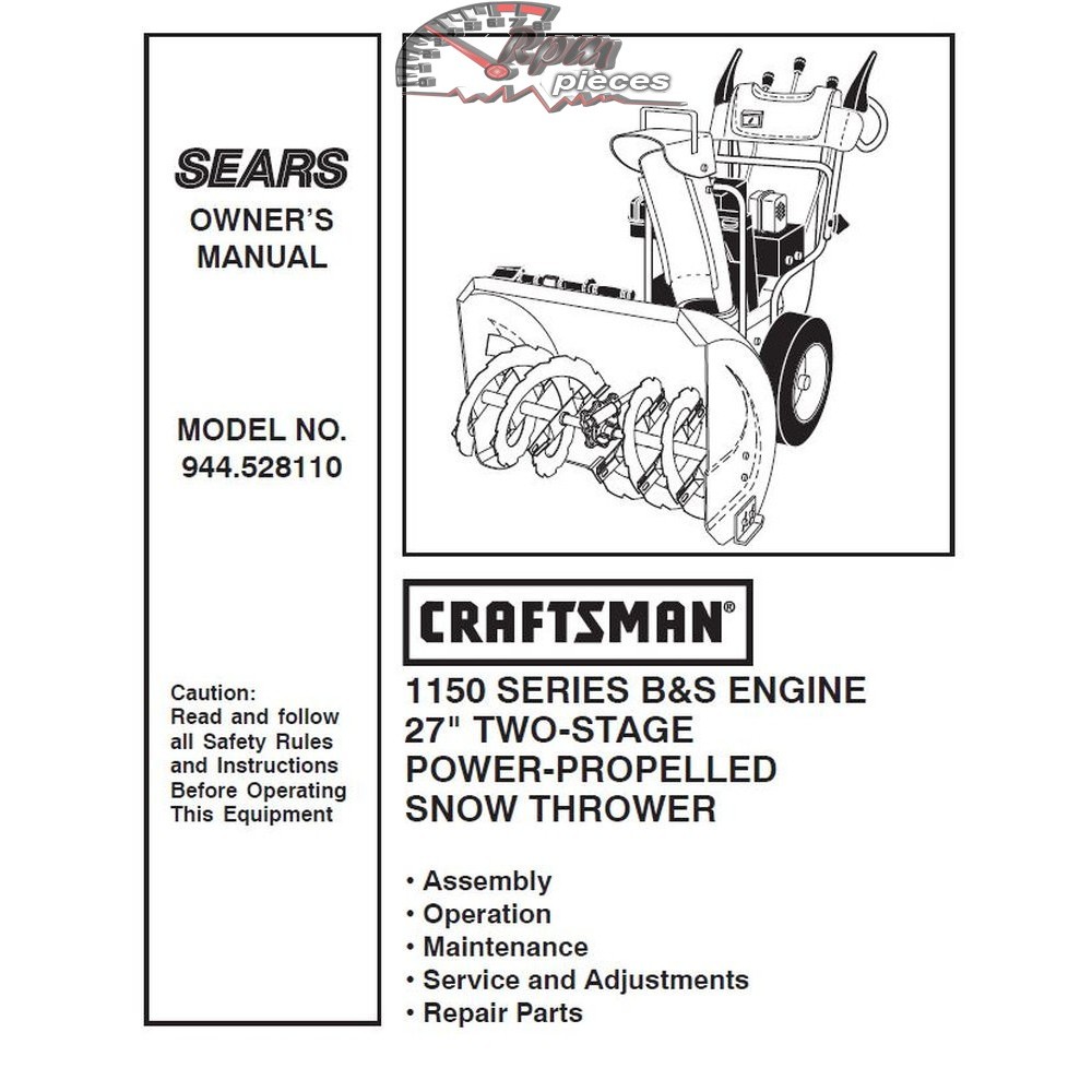 944.528110 Snowblower Craftsman Parts Manual