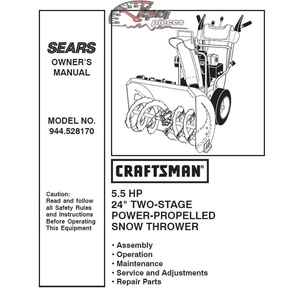944.528170 Snowblower Craftsman Parts Manual