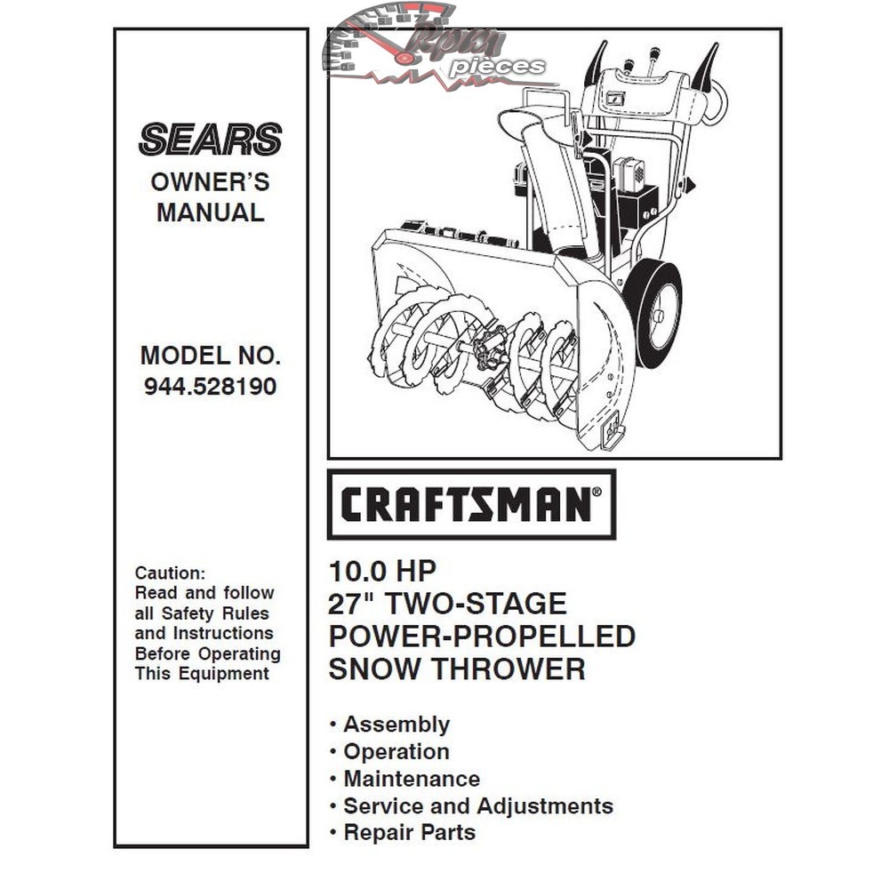 944.528190 Snowblower Craftsman Parts Manual