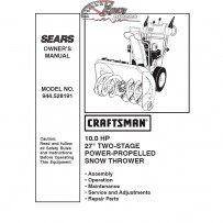 944.528191 Snowblower Craftsman Parts Manual