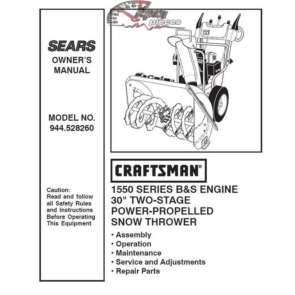 944.528260 Snowblower Craftsman Parts Manual