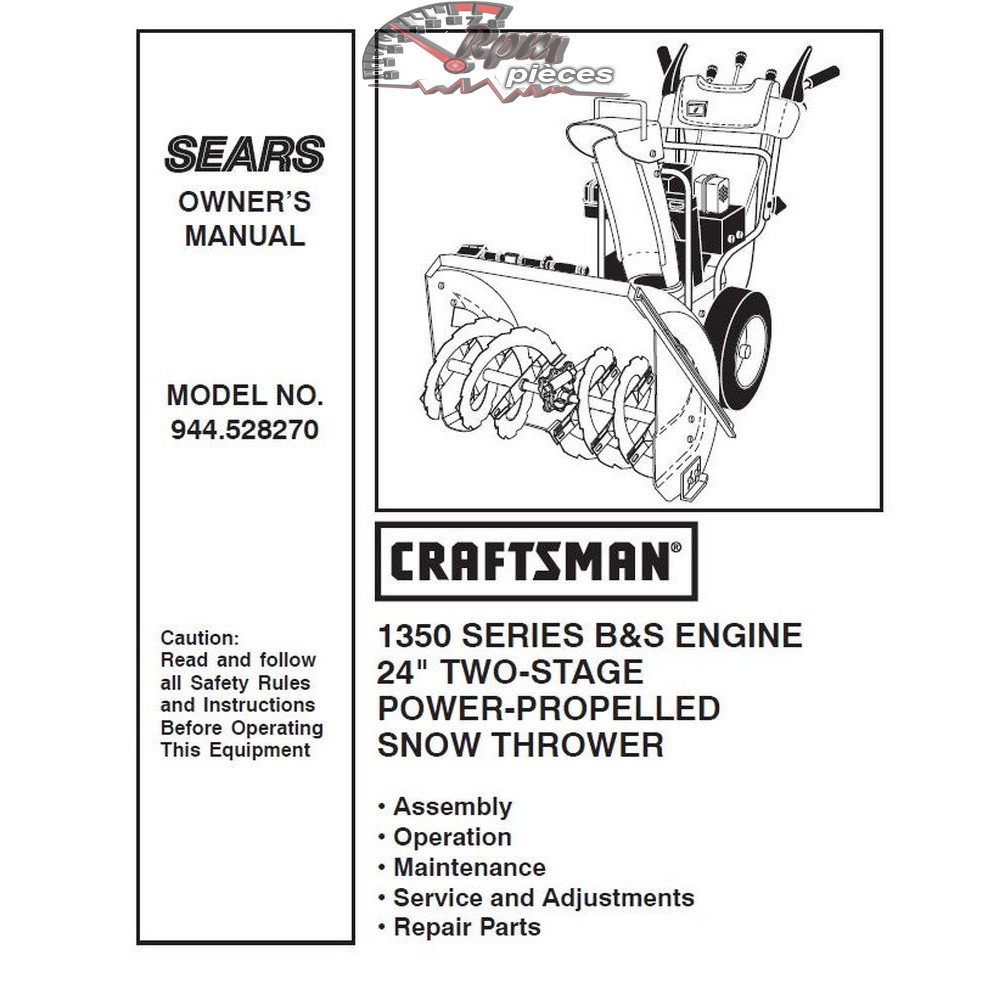 944.528270 Snowblower Craftsman Parts Manual