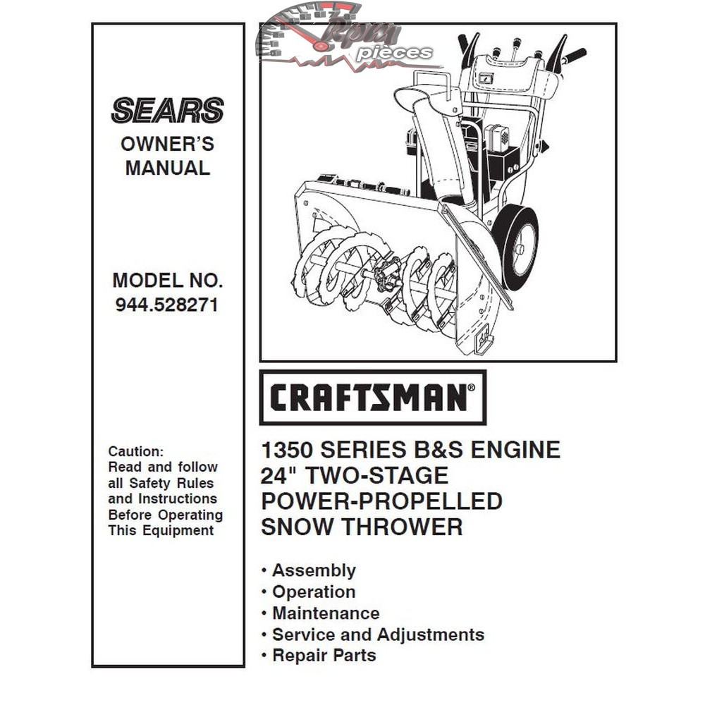 944.528271 Snowblower Craftsman Parts Manual