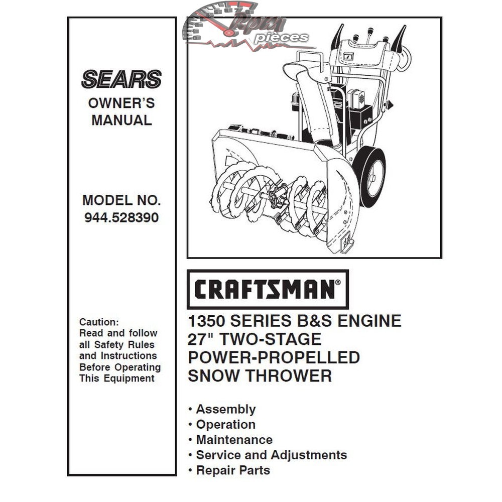 944.528390 Snowblower Craftsman Parts Manual