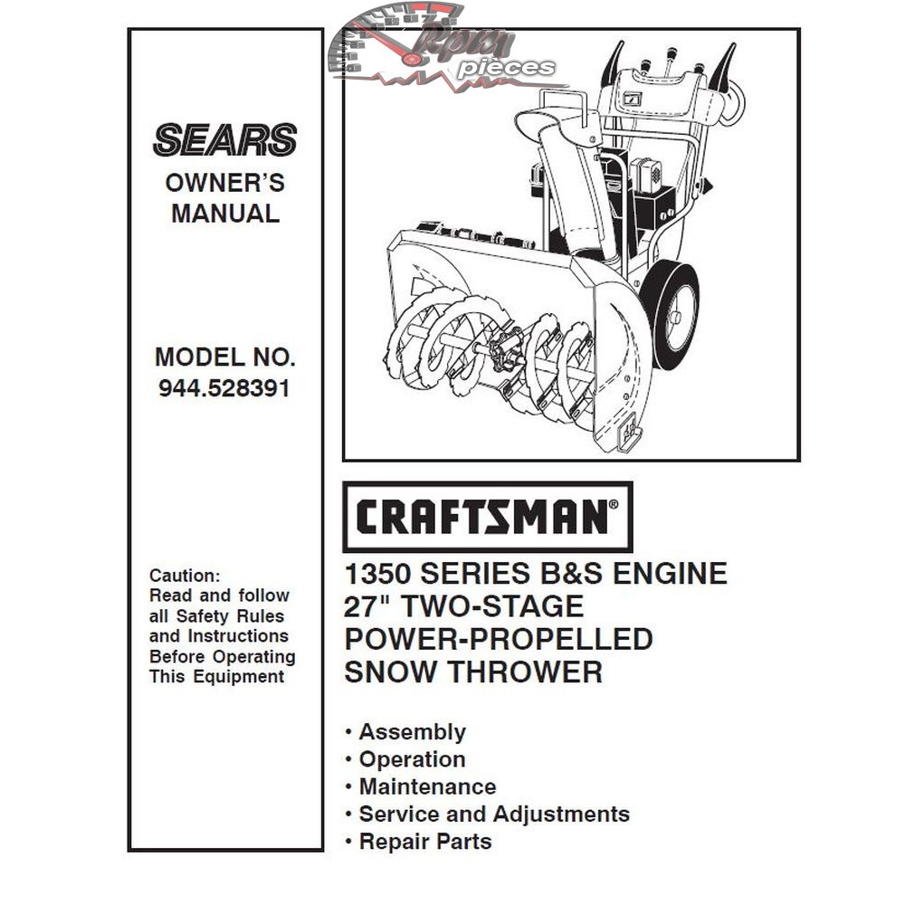 944.528391 Snowblower Craftsman Parts Manual