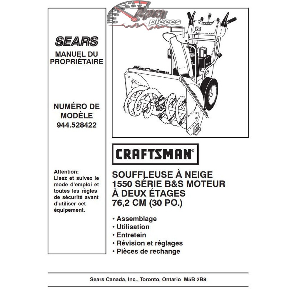 944.5284221 Snowblower Craftsman Parts Manual