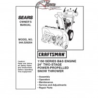 944.529204 Snowblower Craftsman Parts Manual