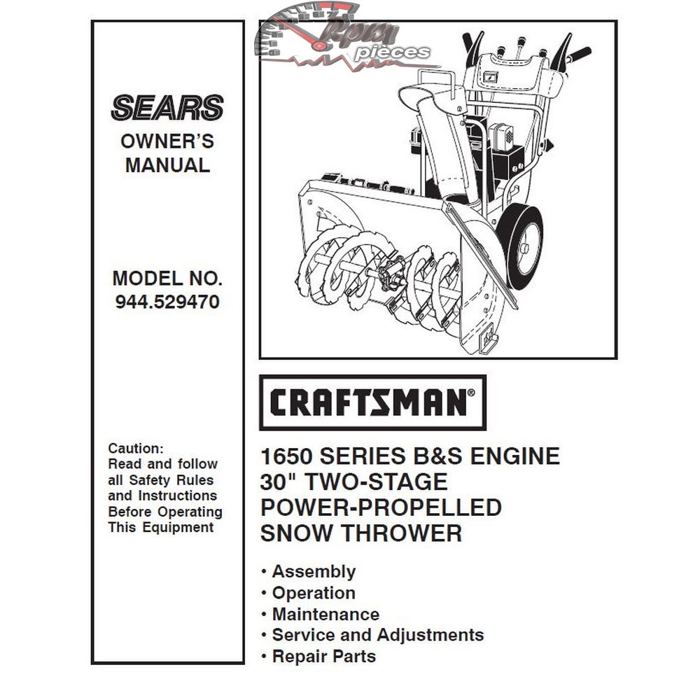944.529470 Snowblower Craftsman Parts Manual