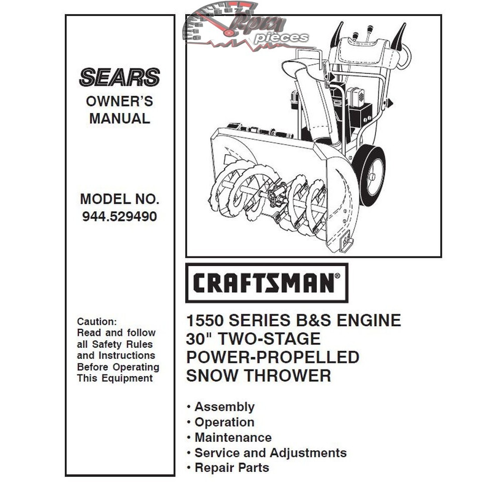 944.529490 Snowblower Craftsman Parts Manual