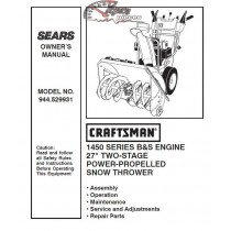 944.529931 Snowblower Craftsman Parts Manual
