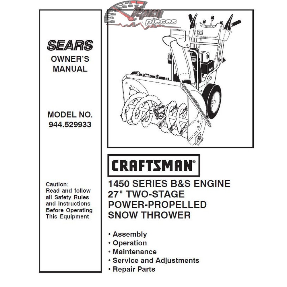 944.529933 Snowblower Craftsman Parts Manual