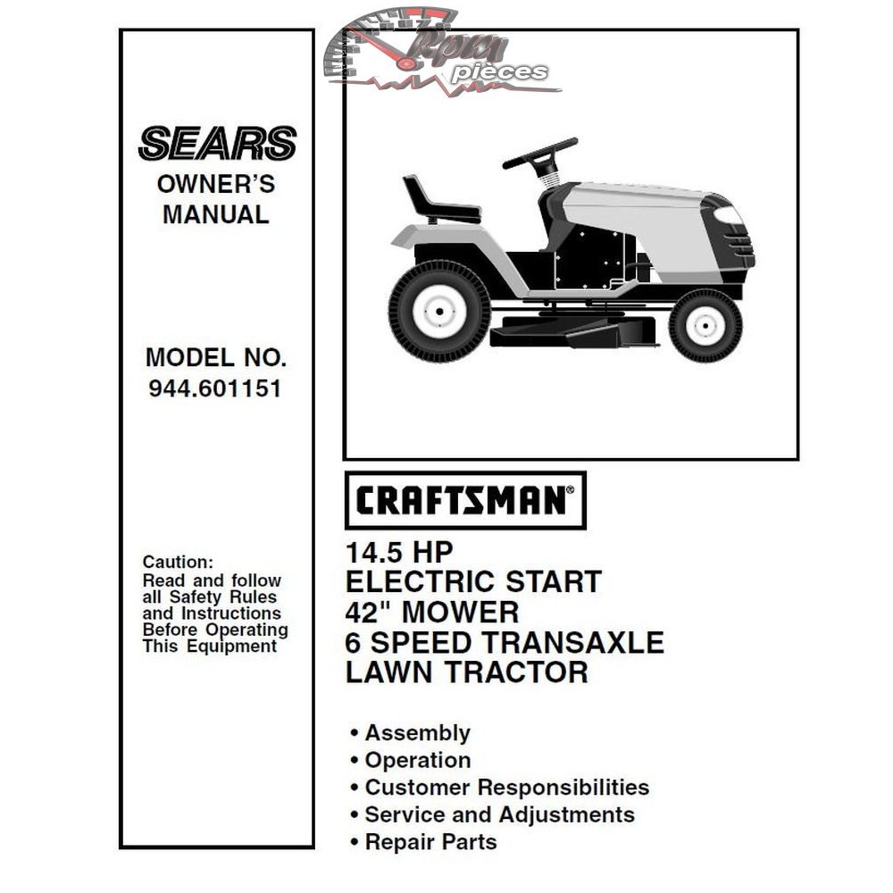 944.601151 Manuel de pièces tracteur Craftsman