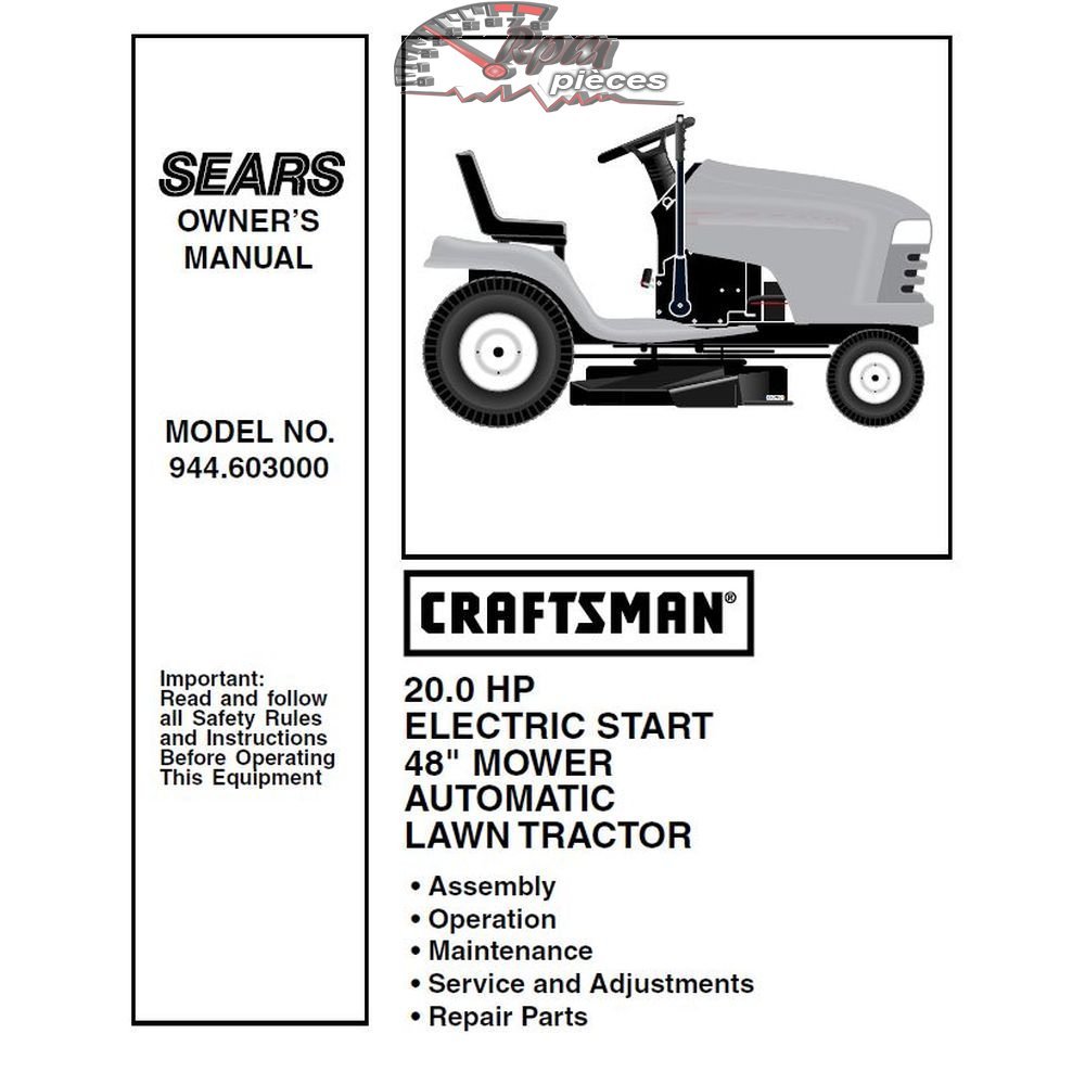 944.603000 Manuel de pièces tracteur Craftsman