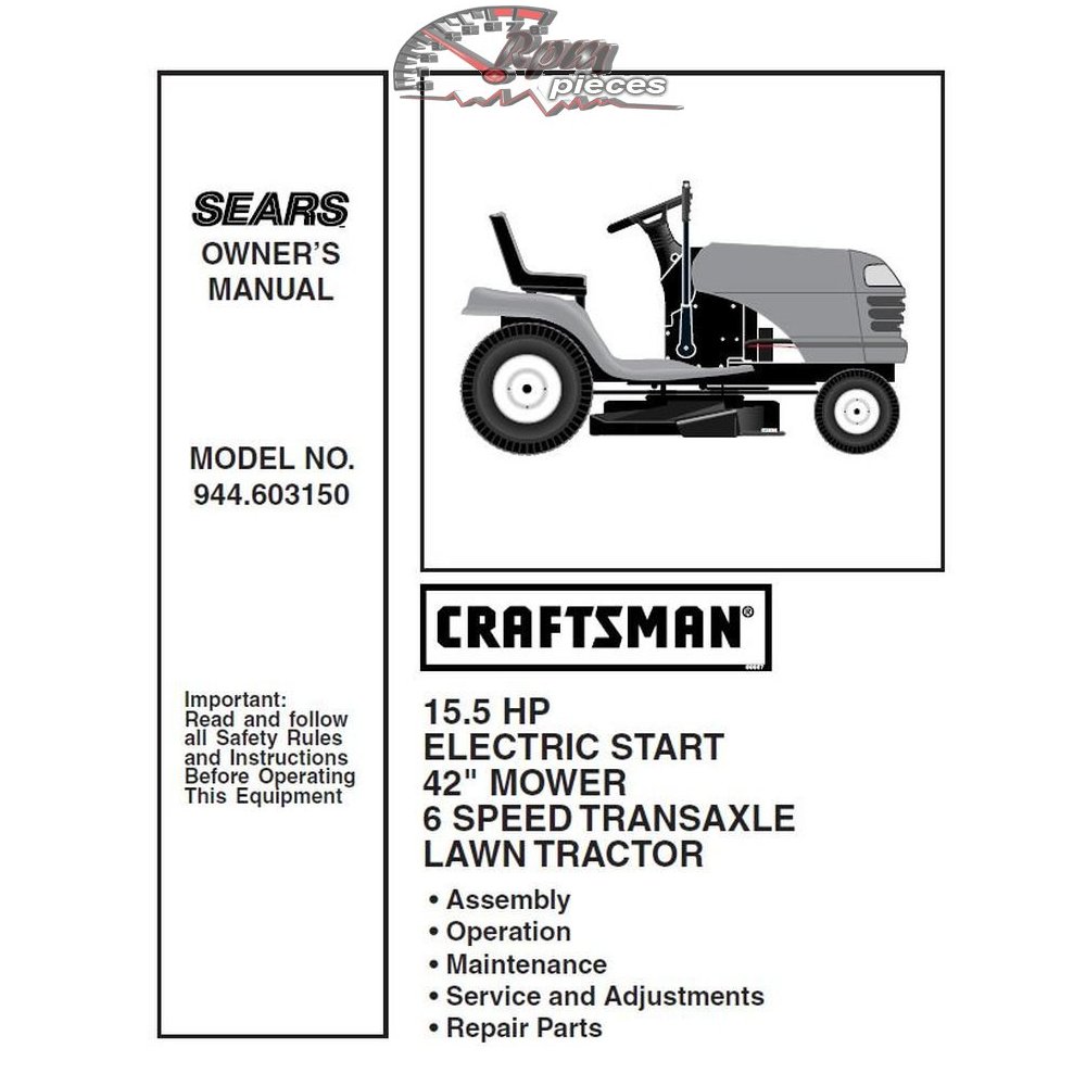 944.603150 Manuel de pièces tracteur Craftsman