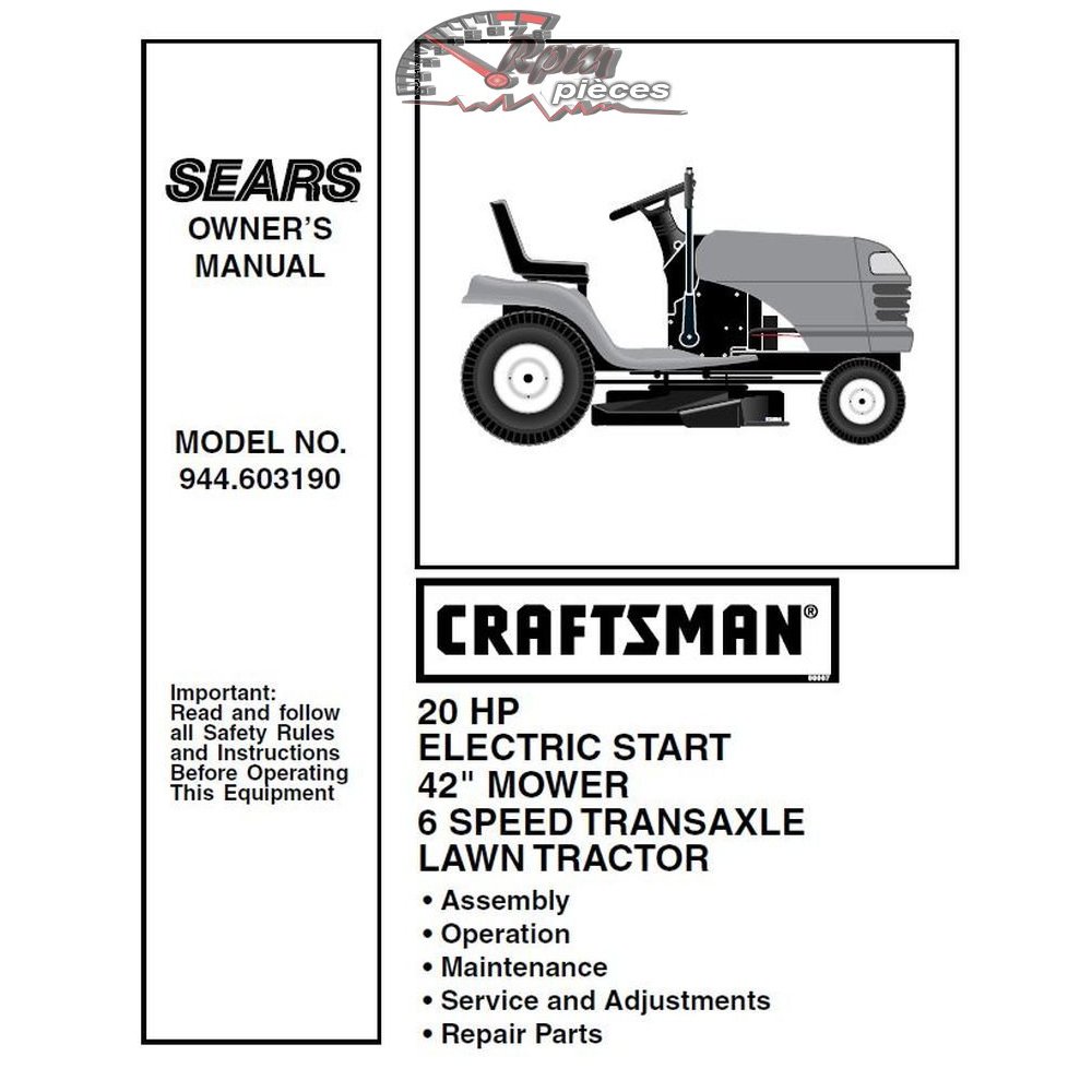 944.603190 Craftsman Parts Manual