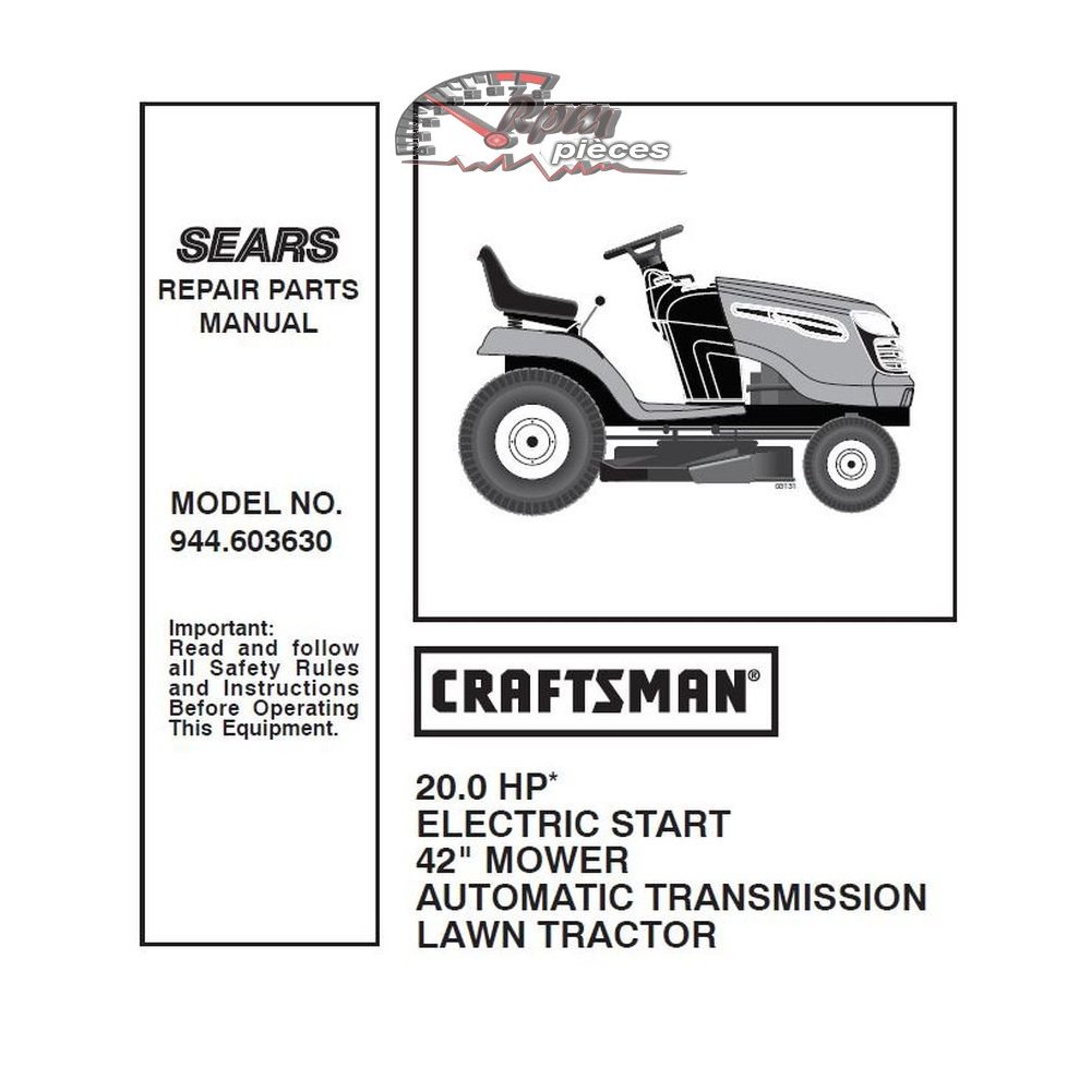 944.603630 Manuel de pièces tracteur Craftsman