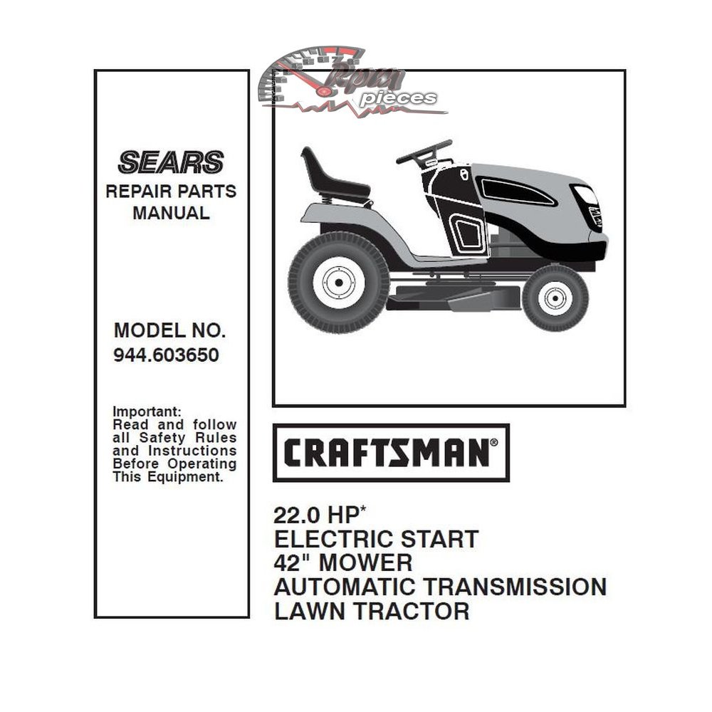 944.603650 Manuel de pièces tracteur Craftsman