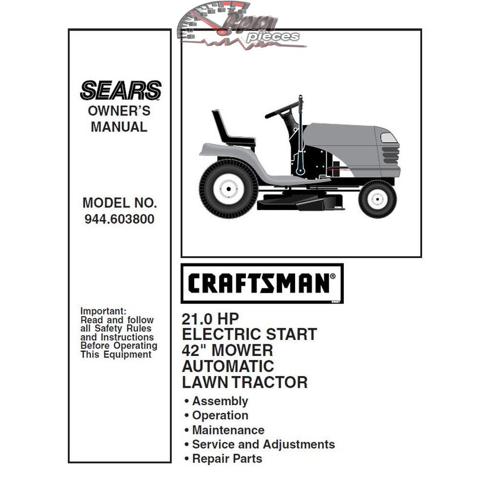 944.603800 Craftsman Parts Manual