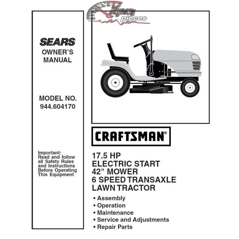 944.604170 Manuel de pièces tracteur Craftsman
