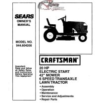 944.604200 Manuel de pièces tracteur Craftsman