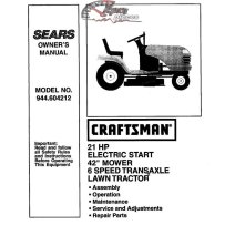944.604212 Manuel de pièces tracteur Craftsman