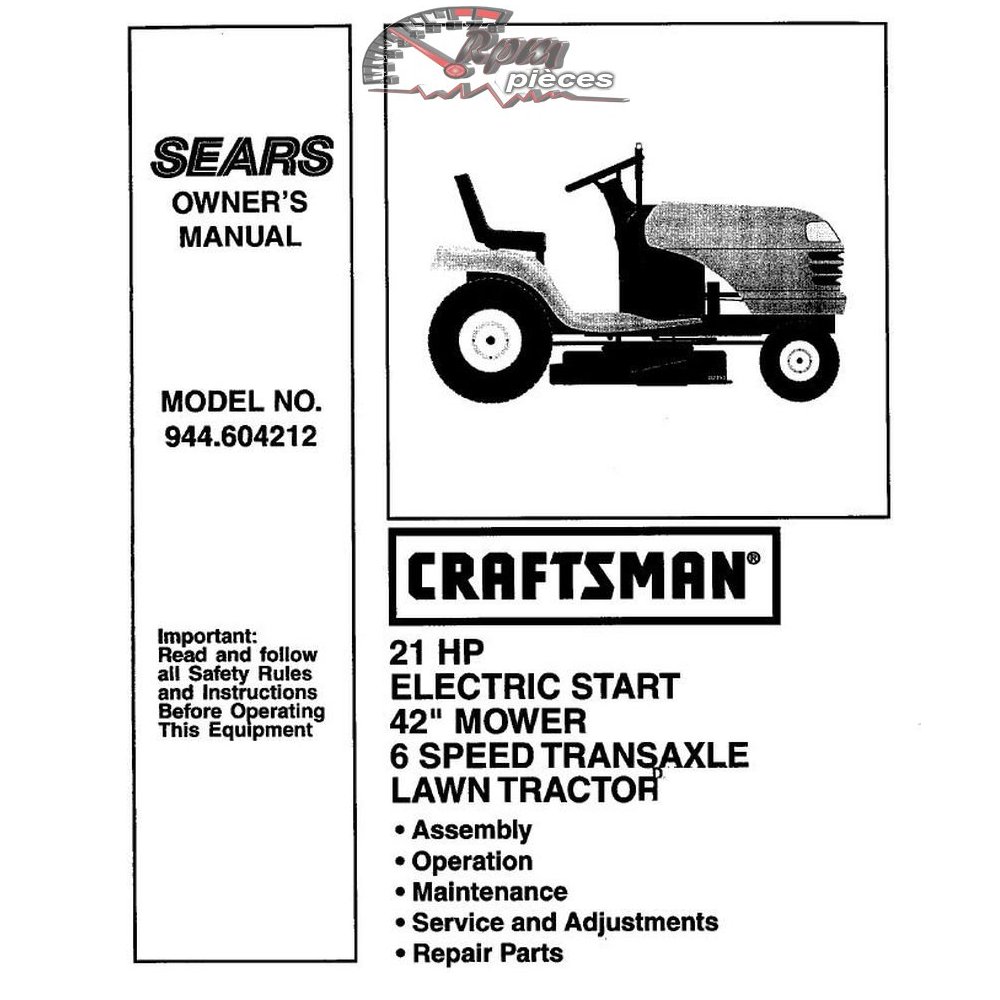 944.604212 Manuel de pièces tracteur Craftsman