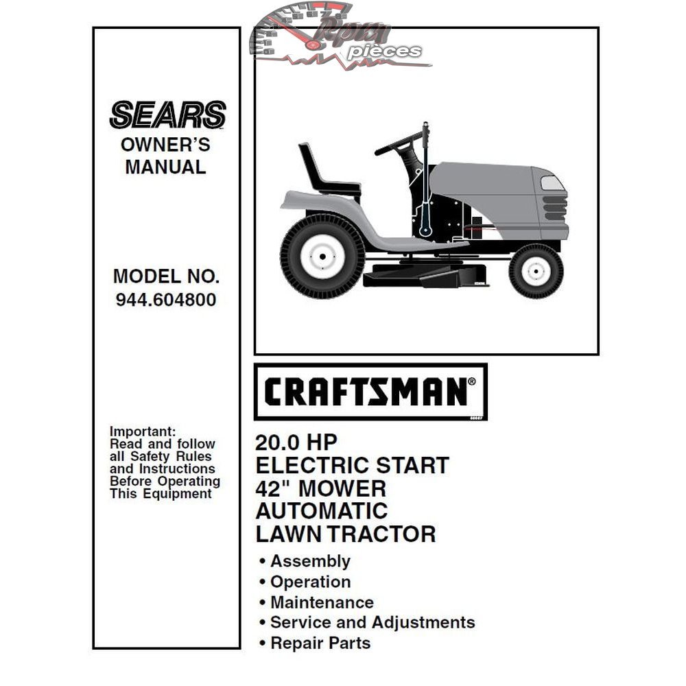 944.604800 Manuel de pièces tracteur Craftsman