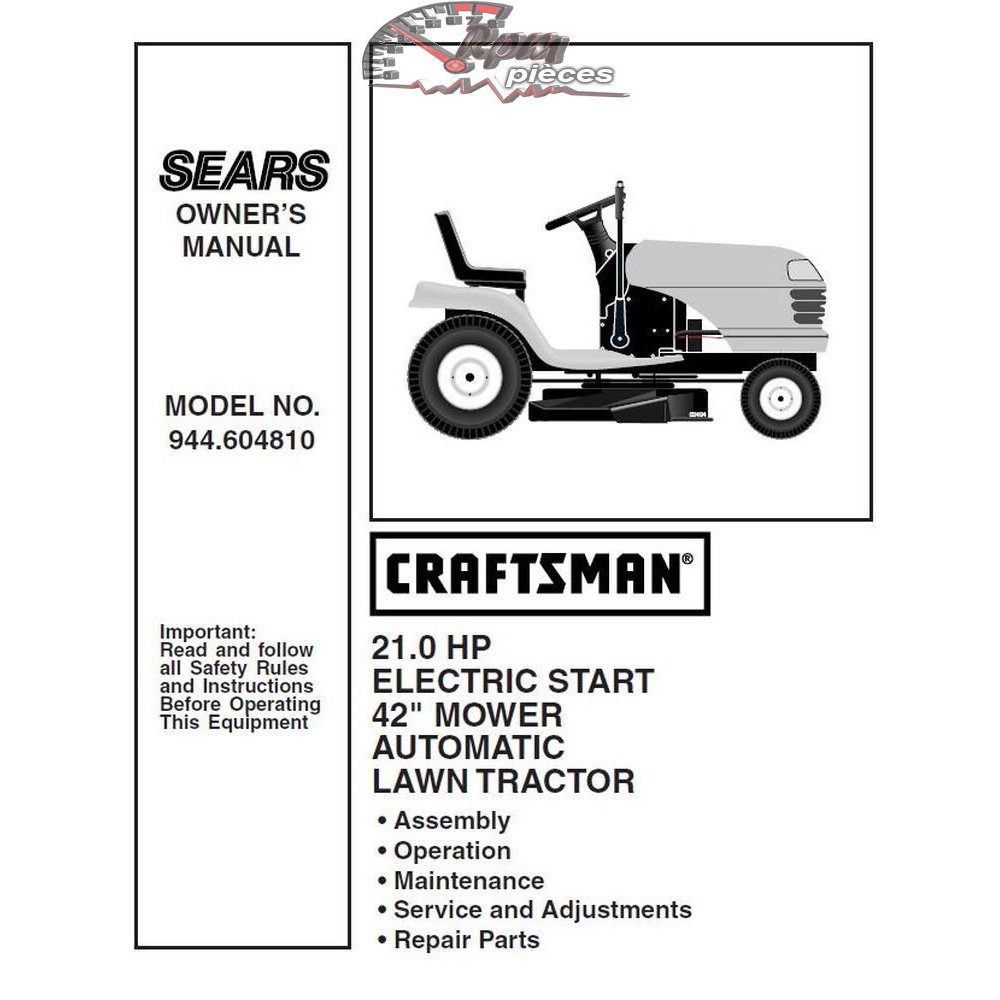 944.604810 Manuel de pièces tracteur Craftsman