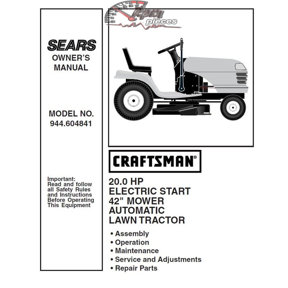 944.604841 Manuel de pièces tracteur Craftsman