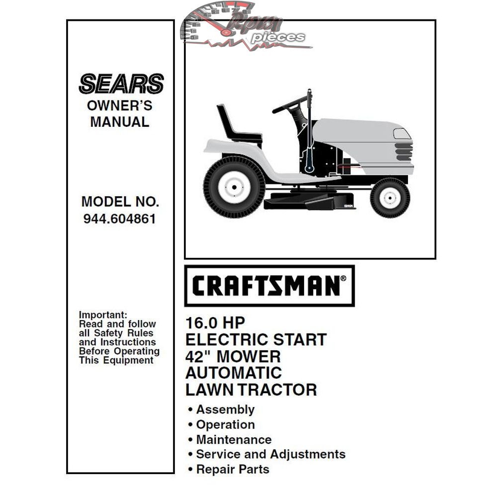 944.604861 Manuel de pièces tracteur Craftsman