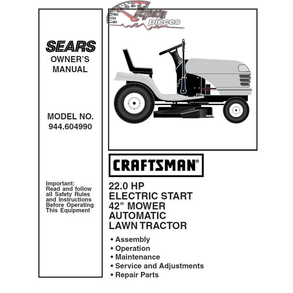 944.604990 Manuel de pièces tracteur Craftsman