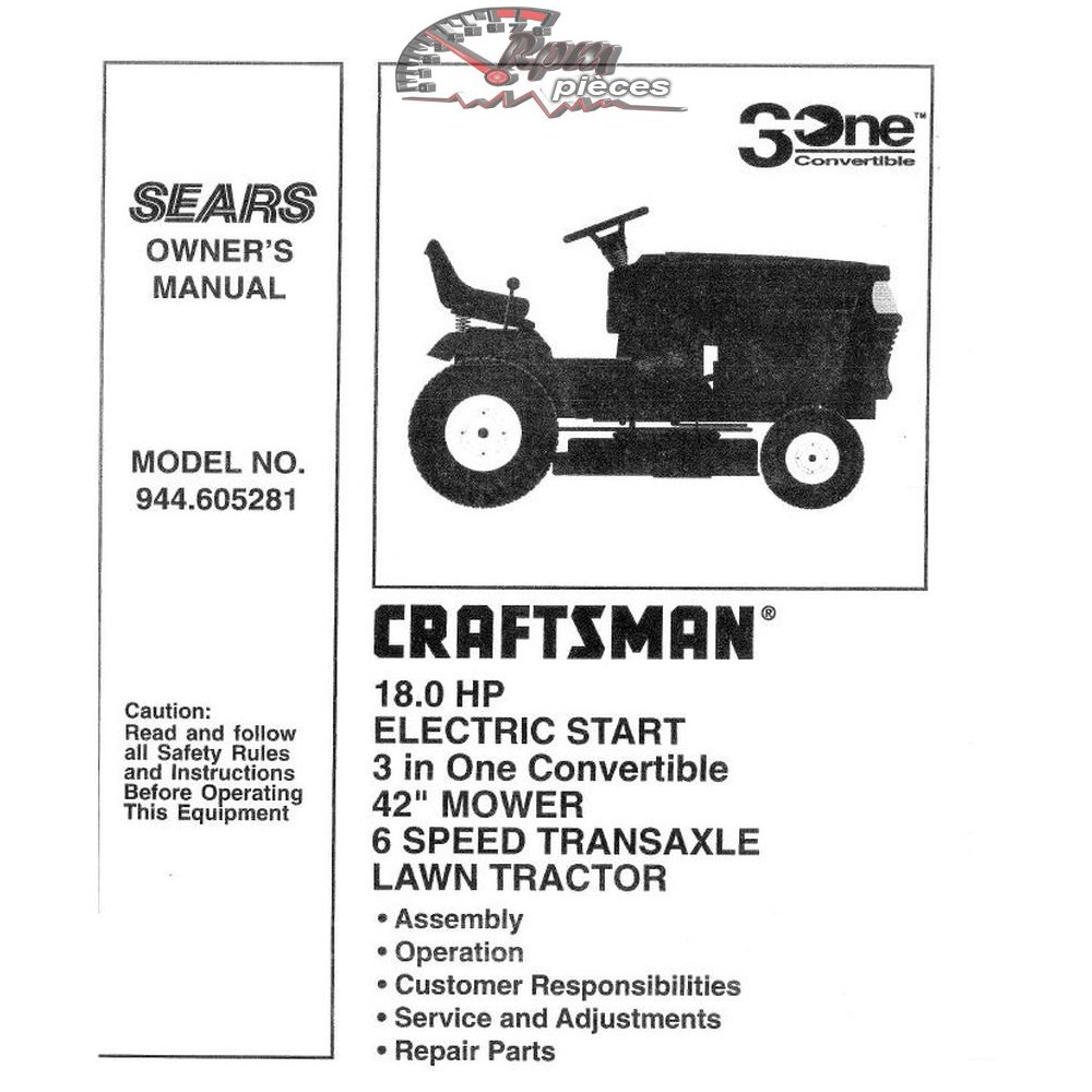944.605281 Manuel de pièces tracteur Craftsman