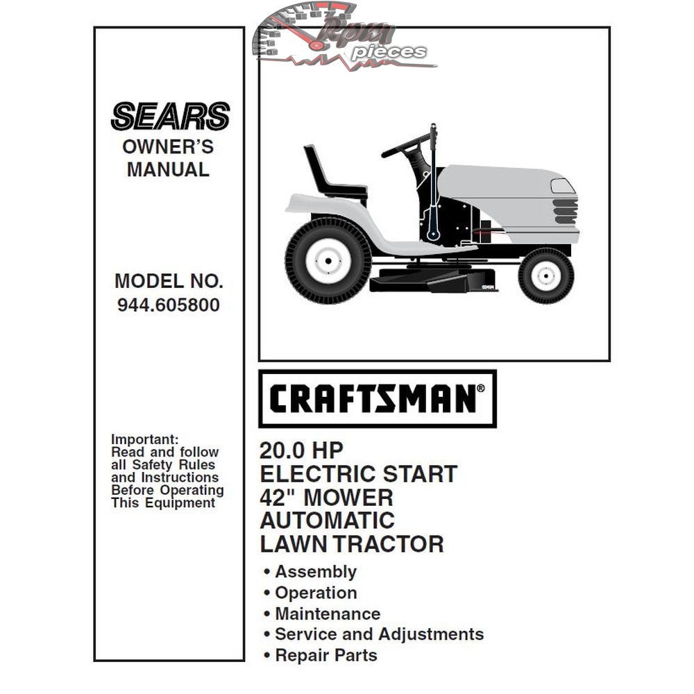 944.605800 Craftsman Parts Manual