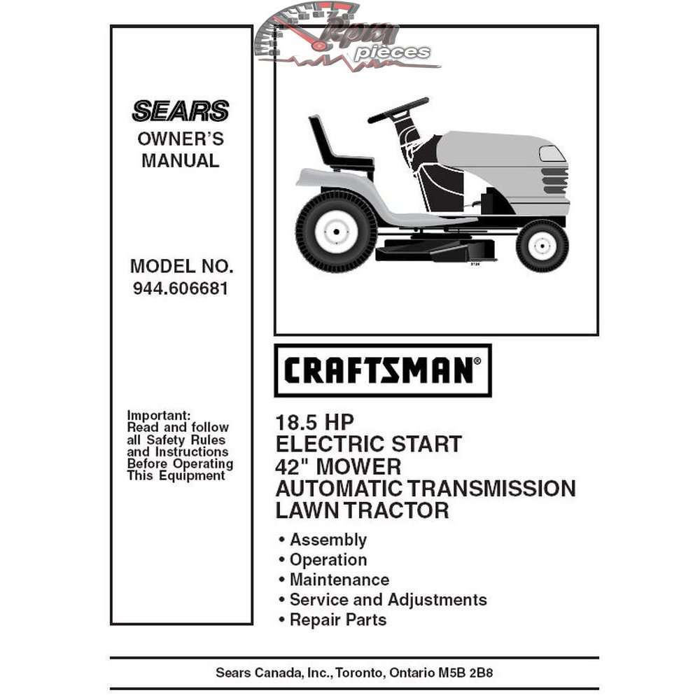 944.606681 Manuel de pièces tracteur Craftsman