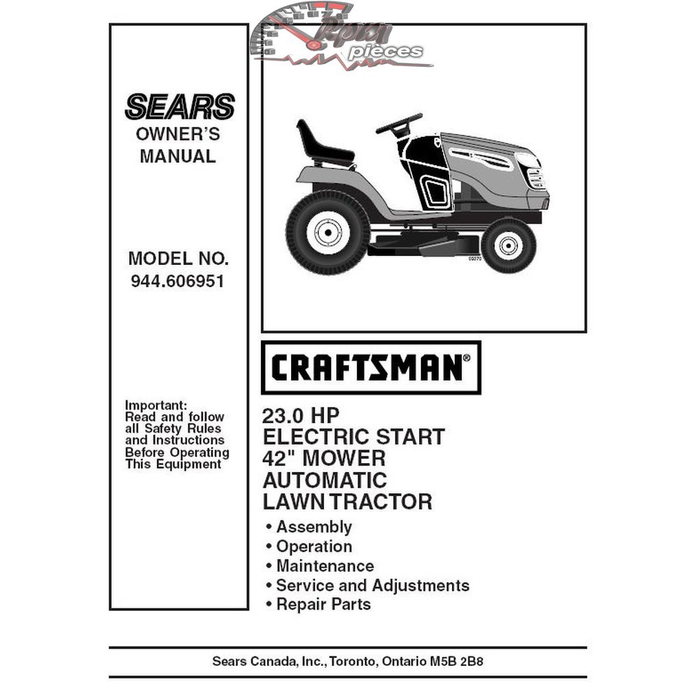 944.606951 Manuel de pièces tracteur Craftsman
