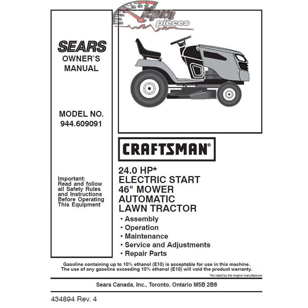 944.609091 Craftsman Parts Manual