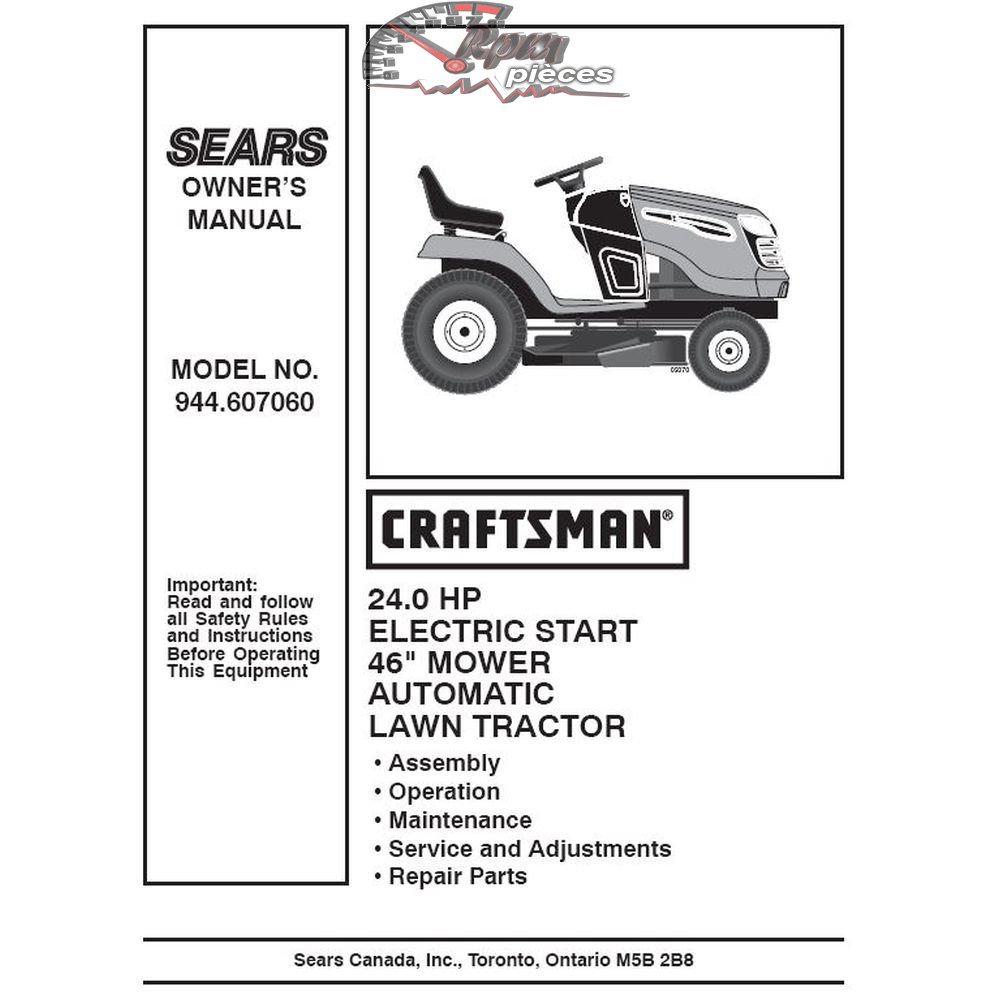944.607060 Craftsman Parts Manual