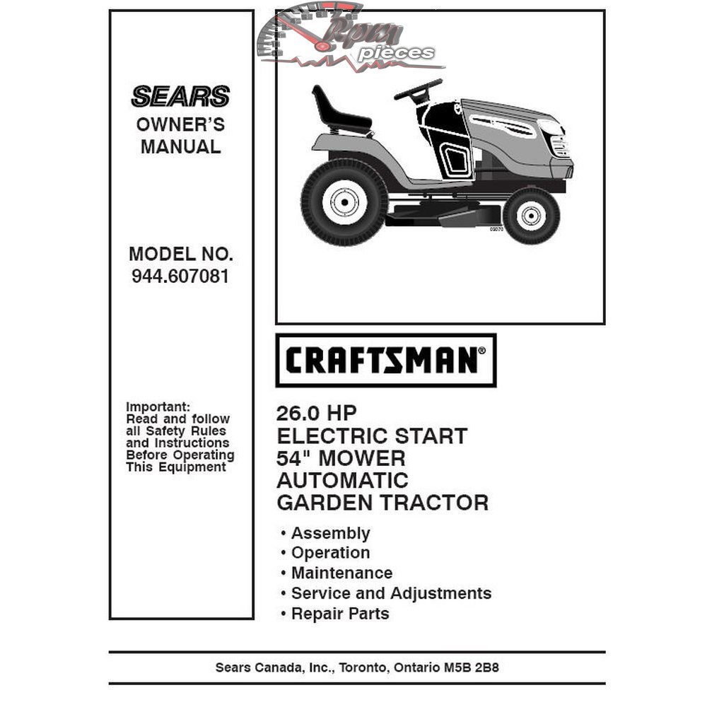 944.607081 Craftsman Parts Manual
