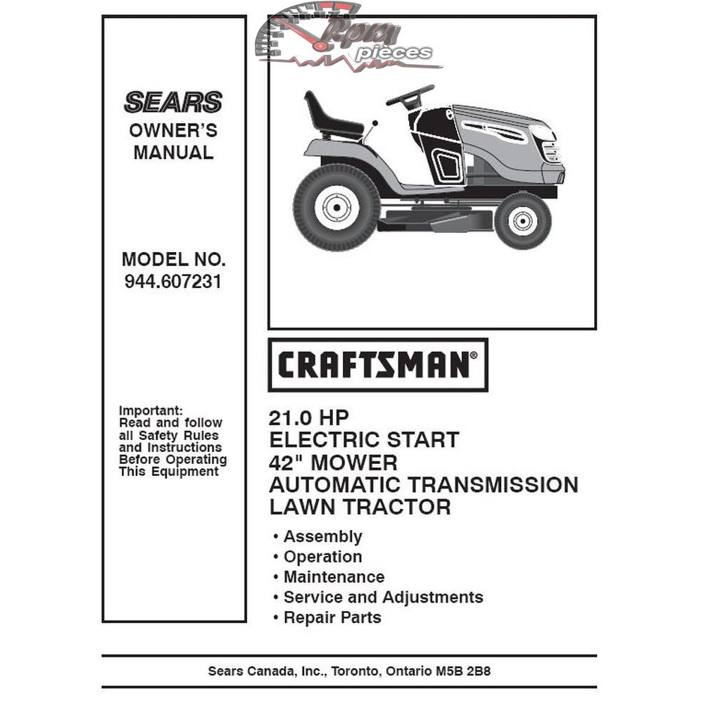 944.607231 Craftsman Parts Manual