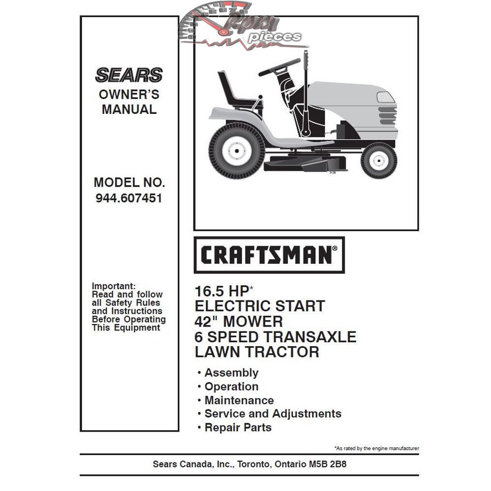 944.607451 Craftsman Parts Manual