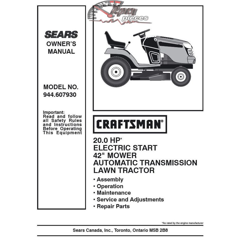 944.607930 Craftsman Parts Manual