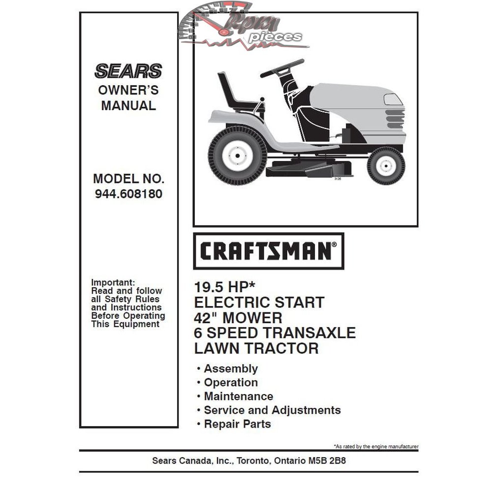 944.608180 Craftsman Parts Manual