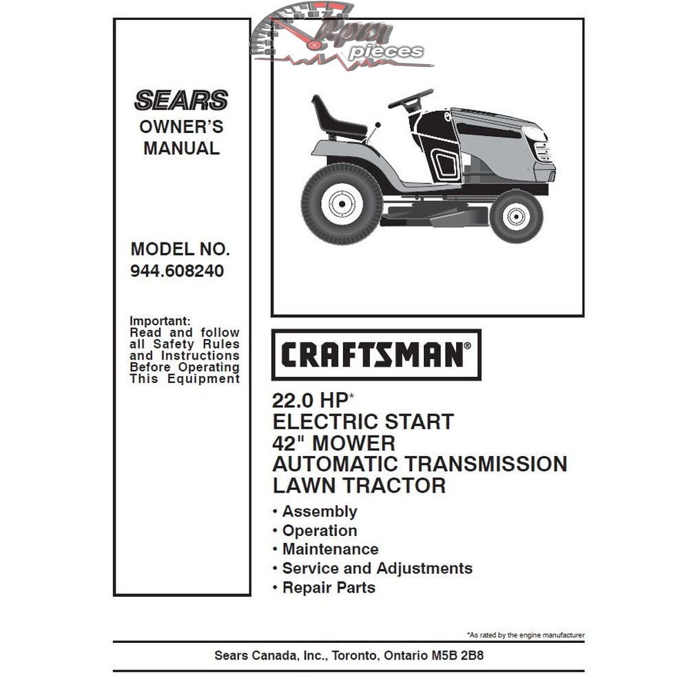944.608240 Craftsman Parts Manual