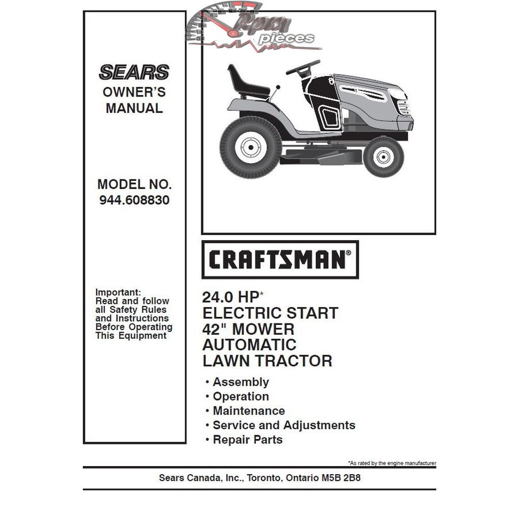 944.608830 Craftsman Parts Manual