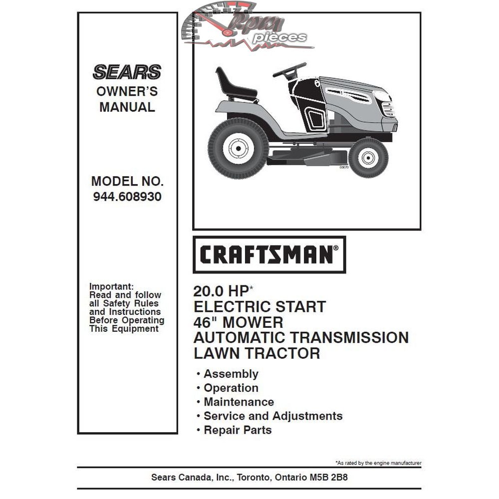 944.608930 Craftsman Parts Manual