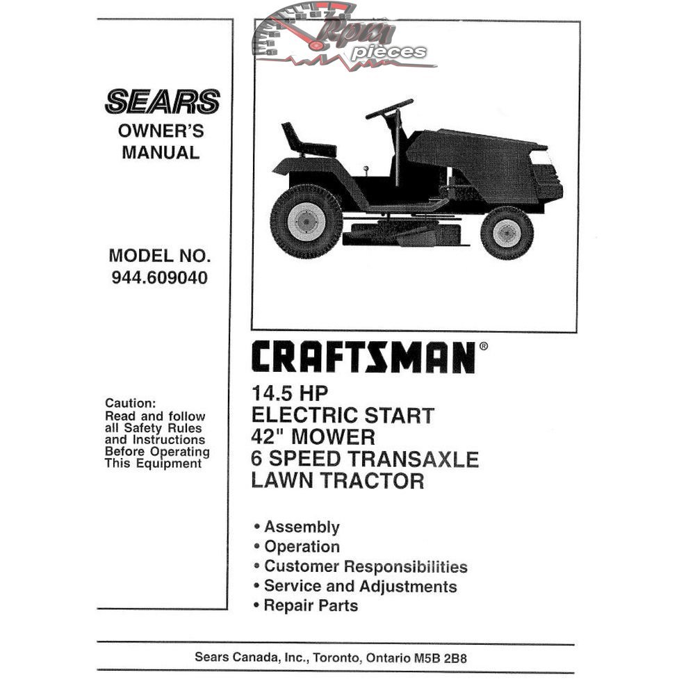 944.609040 Craftsman Parts Manual