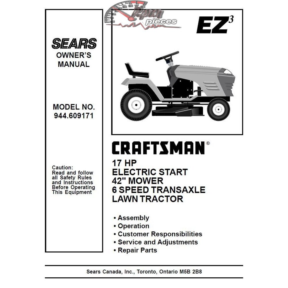 944.609171 Craftsman Parts Manual