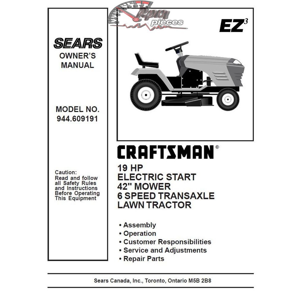 944.609191 Craftsman Parts Manual