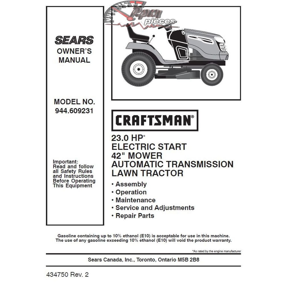 944.609231 Craftsman Parts Manual
