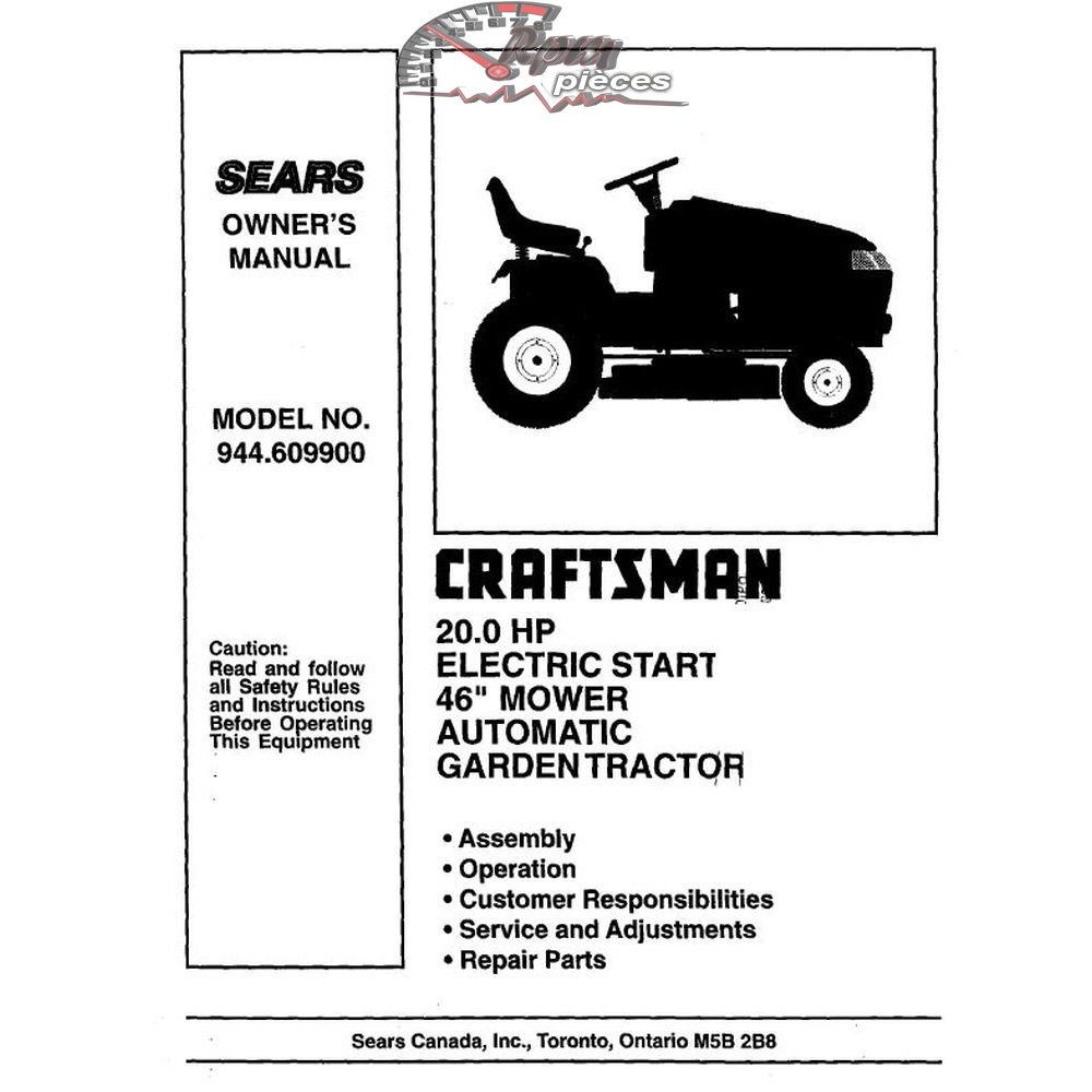 944.609900 Manuel de pièces tracteur Craftsman